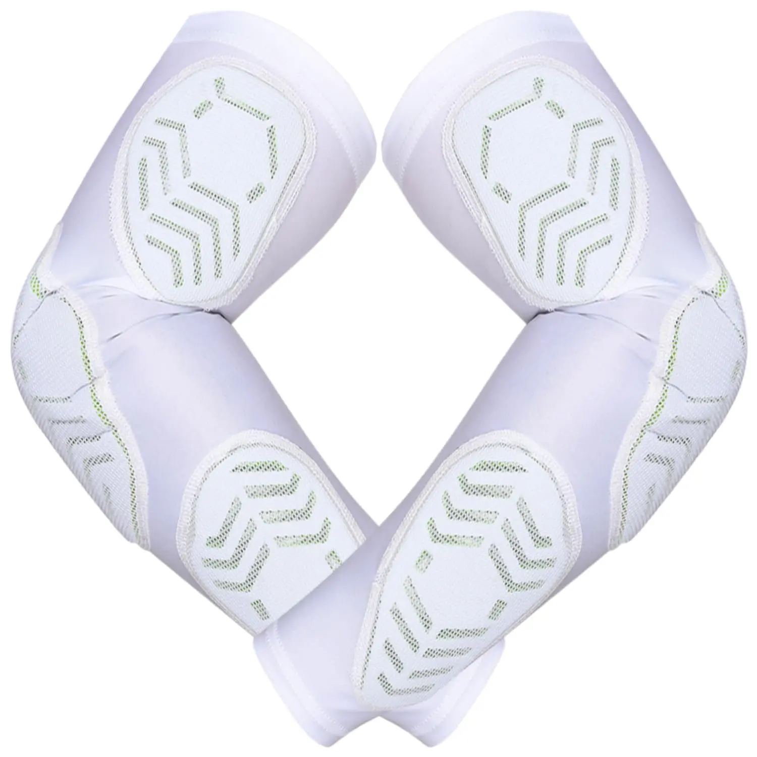 Exxact Sports 3 Padded Arm Compression Sleeve - Football Arm Sleeves for Men Baseball Arm Sleeve (White)