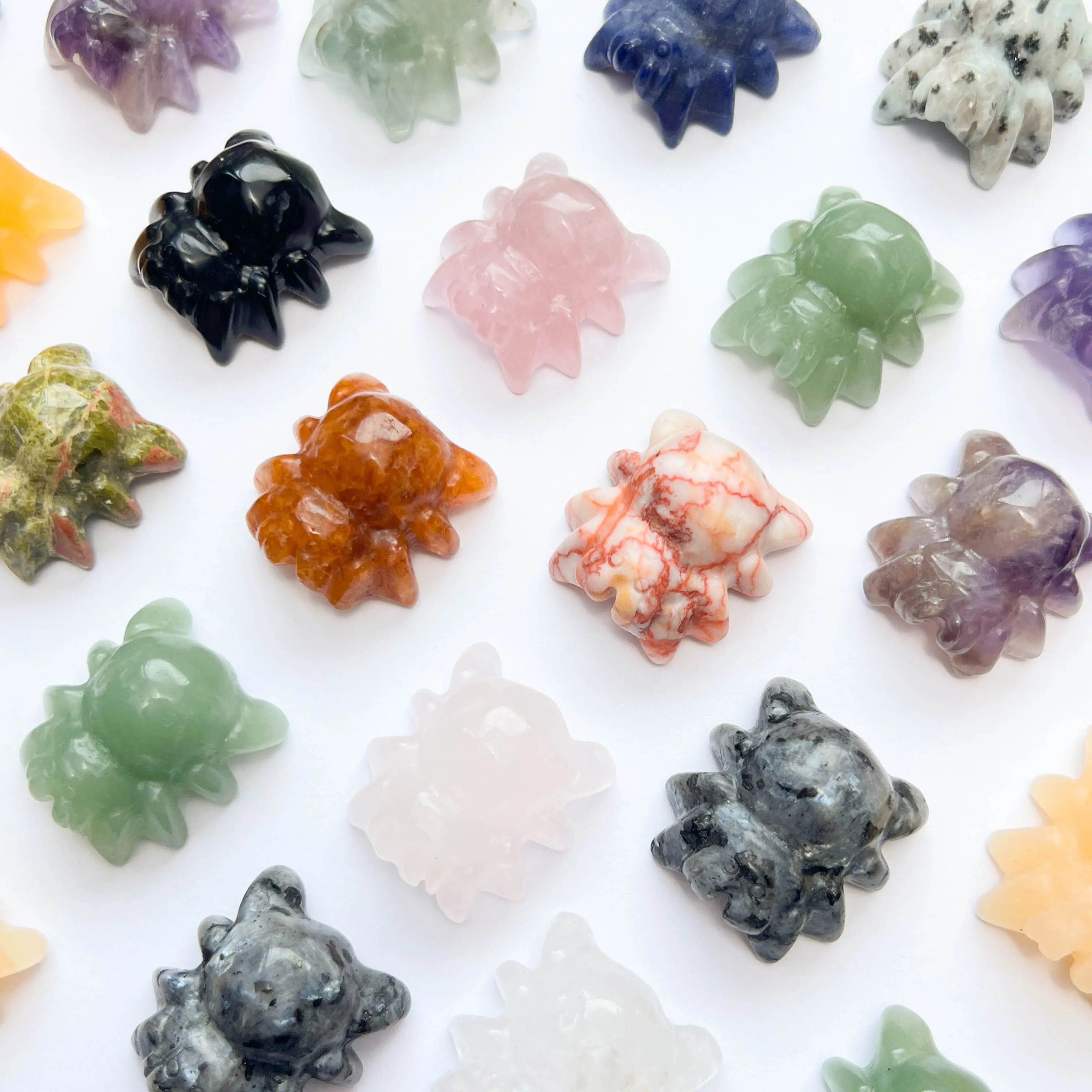1-Piece Non-Natural Mini Carving (74g-78g) - Rose Quartz, Howlite, Fluorite, Yellow Calcite, Red Net Stone - Colorful Crystal Decor, Crystal Home Decor