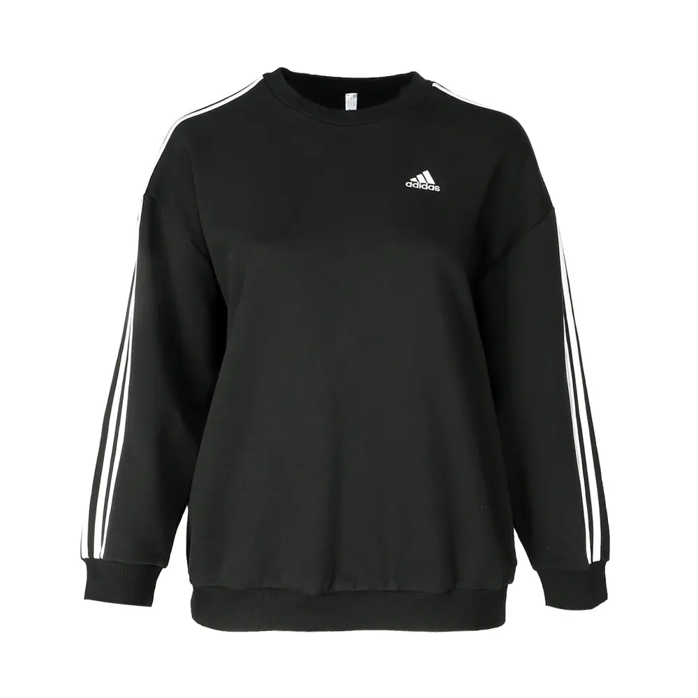 adidas Womens Essentials 3-Stripes Oversized Fleece Sweatshirt Casual - Black adidas Womens Essentials 3-Stripes Oversized Fleece Sweatshirt Casual - Black