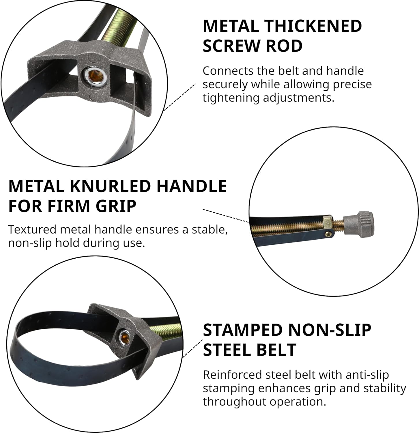 Adjustable Oil Filter Removal Strap Wrench 60mm To 120mm Universal For Cars Trucks SUVs Compatible With Honda Yamaha Suzuki Heavy Duty Filter Wrench Tool For Excavators And Most Vehicles