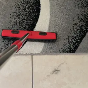 Multi-Functional Pet Hair Removal Broom with Squeegee Edge Adjustable Long Handle Soft Bristles for Indoor Outdoor Multi-Surface Carpet Cleaning Tool Shedding Grooming Kit