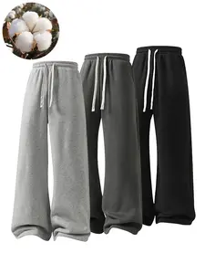 Men's Solid Fashion Loose Sweatpants with, Oversize Wide Leg Straight Cut, Versatile Year-Round Wear, Ideal for Autumn Winter Casual Street Dance & Home Comfort Sports Pants