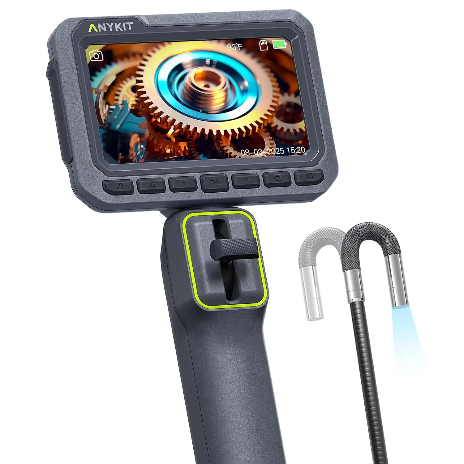 Anykit 210° Two-Way Articulating Borescope, 0.22in Slim Probe Endoscope