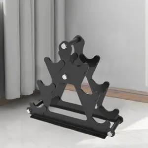 3-Tier Carbon Steel Dumbbell Rack, Compact Floor Bracket with Stable Hold, 3-Pair Weight Organizer for Weight Lifting and Strength Training