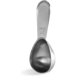 Coffee Scoop: 18/8 Stainless Steel Measuring Coffee Scoop 2 tablespoon, Short Handled Measure Scooper for Ground Coffee, Bean in Canister (Silver, 2Tbsp/30ml)