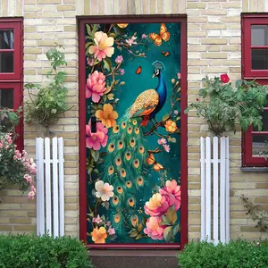 2pcs Peacock Flower Wall Stickers for Living Room Decor Self Adhesive Removable Waterproof PVC Animal Butterfly Wall Decals Southeast Asian Style Bedroom Study Background Wall Art Decorations