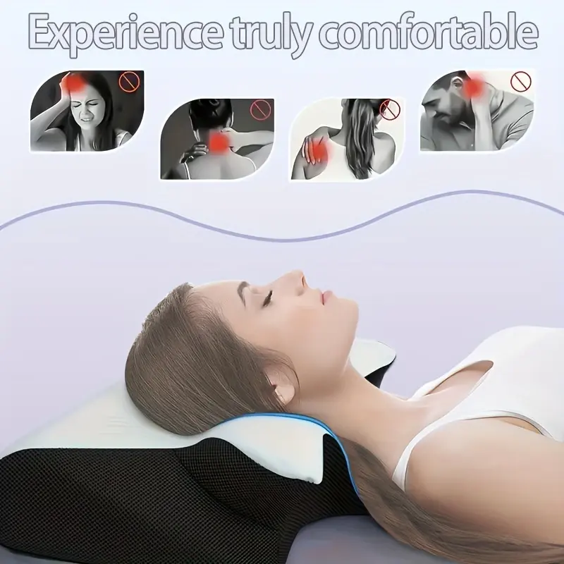Ergonomic Neck Pillow, Slow Rebound Memory Pillow | Sleep Relaxing Pillow for Back and Side Sleeper, Pregnancy Pillow, Gift for Elderly Parents