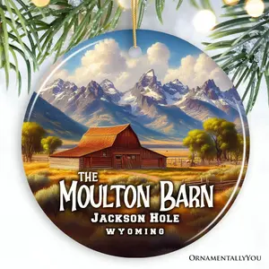 Charming Jackson Hole Mountain Town Ornament, Wyoming Landmark Christmas Gift and Rustic Western Souvenir