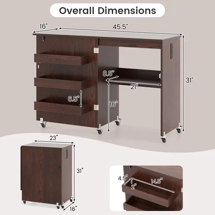 W/Charging Station & Storage Trays, Brown