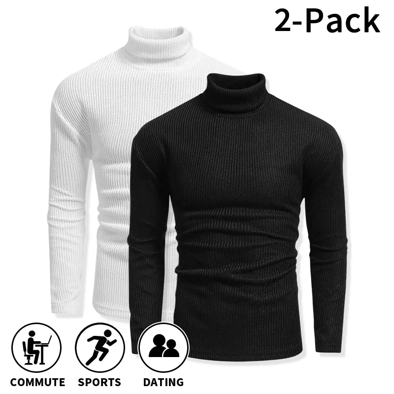 Two-piece men’s long-sleeve pullover sweaters with vertical stripes and a textured finish for autumn and winter, suitable for commuting to work, workouts, and everyday social gatherings.
