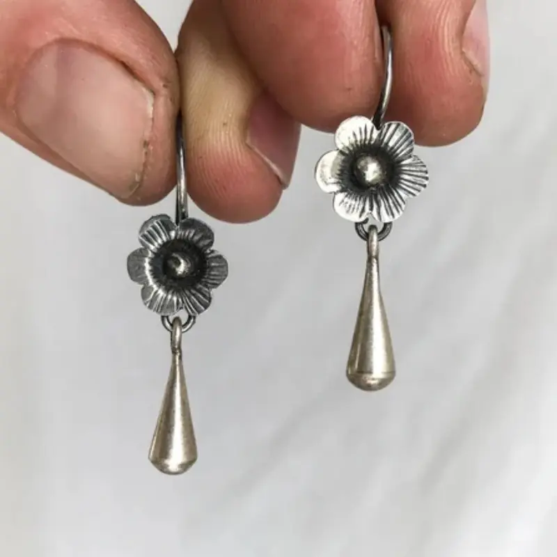 Vintage Delicate Flower & Geometric Shaped Dangle Earrings (1 Pair), Boho Style Jewelry for Women, Casual Jewelry for Party, Daily Clothing Decor, Floral Shaped Earrings, Earrings Dangling