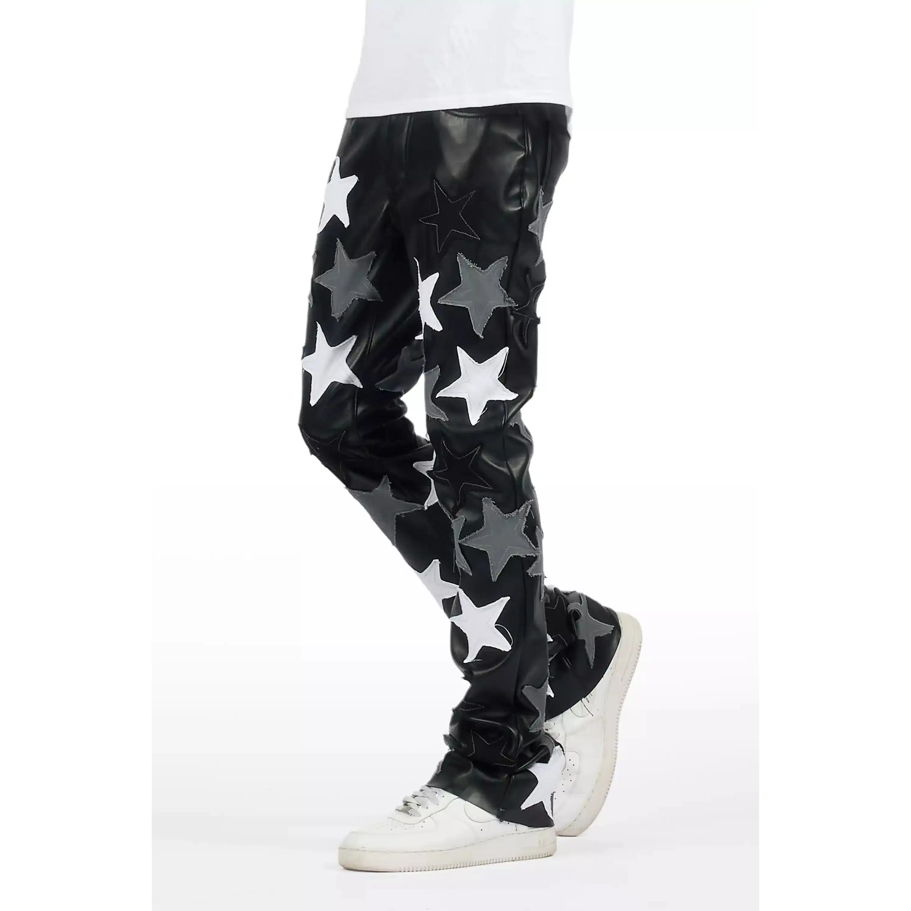Starlane Black Stacked Flare PU Pants Starlane Black Stacked Flare PU Pants