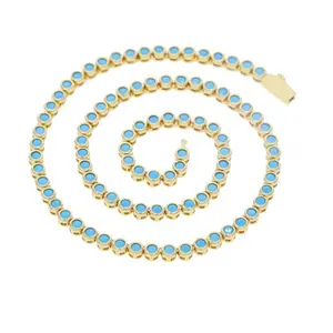 Gold Turquoise Bezel Tennis Necklace