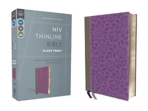 NIV, Thinline Bible, Giant Print, Leathersoft, Gray/Purple, Red Letter, Comfort Print by Zondervan [Leatherbound Book]