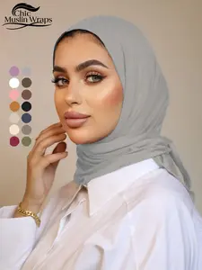 Women's Stretchable Jersey Turban Hijab Scarf, Soft Fabric Headscarf for Modest Streetwear, Plain Design Suitable for All Occasions