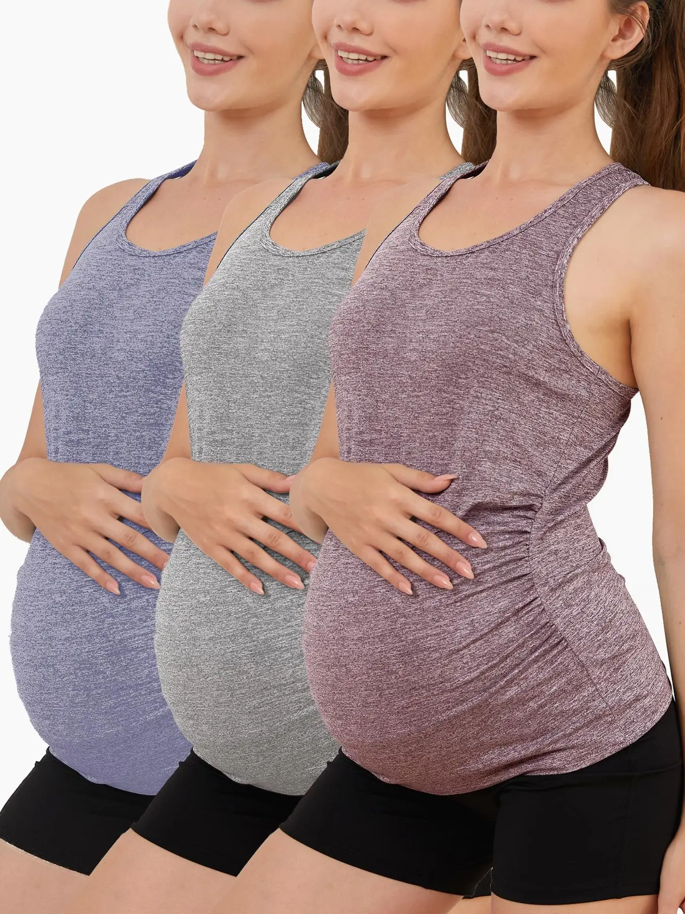 Maternity Solid Racerback Nursing Tank Top, Casual Comfy Breathable Maternity Sports Top for Summer, Maternity Clothes for Daily Wear