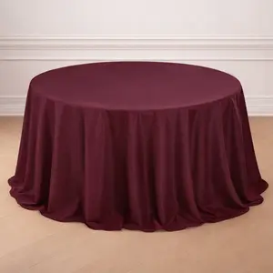 Polyester Round Tablecloth 132" Burgundy - Seamless Finish Table Cover