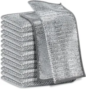 Multipurpose Wire Miracle Cleaning Cloths, Magnifying Wire Dishwashing Rags for Wet and Dry Mesh Microfiber Cleaning Cloth for Metal, Kitchen, Dishes