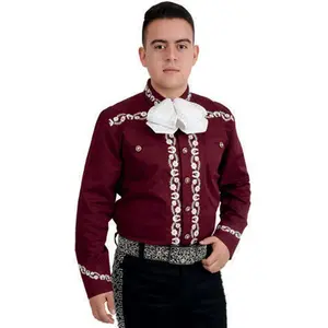 Camisas Charras Para Hombre Vino con Blanco