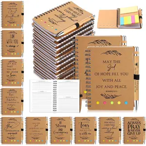 20 Set Christian Gifts Bulk Church Gifts Religious Notebook Spiral  Verse  Pens Mini  Study Journal for Sunday School Employee Coworker Men Women (Brown)