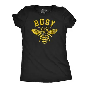 Womens Funny T Shirts Busy Bee Sarcastic Bumble Bee Grpahic Tee for Ladies Funny Womens T Shirts Cute Vintage Fashion Casual Ladies T-Shirt Gift Sarcastic Tops for Women Funny Animal Top Women's Novelty Tees Black -