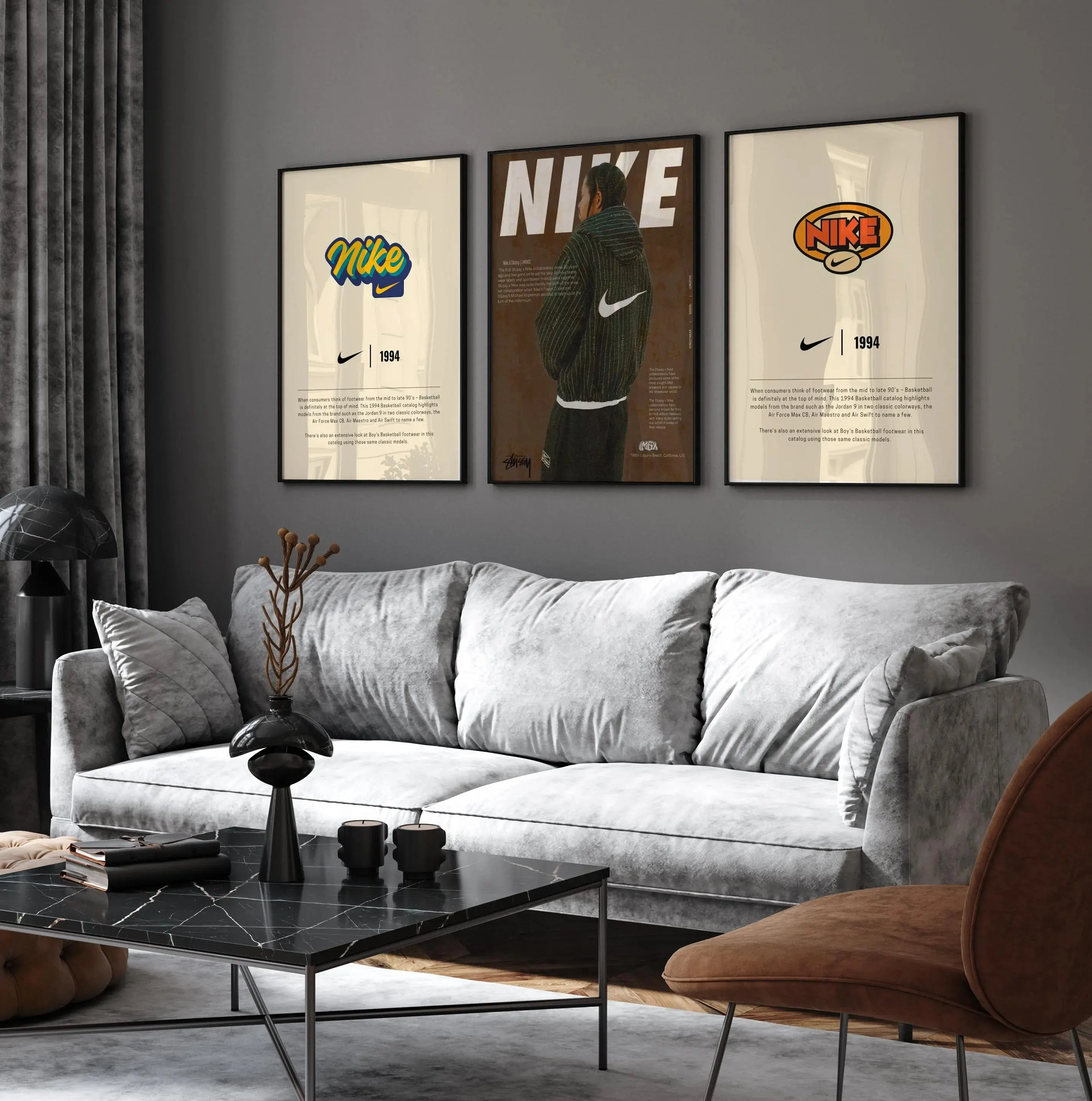 Set of 3 Hypebeast Printable Posters, Nike SneakerHead & Rap Music Themed Wall Art Decor, Home Decor Gift