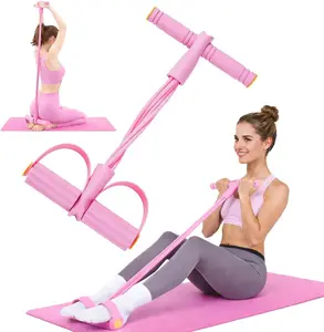 Resistance Bands with Handles, 8-Tube Foot Pedal, Natural Rubber Ankle Puller for Sit-ups & Full Body, Portable Home Gym Strength for Legs, Arms & Core