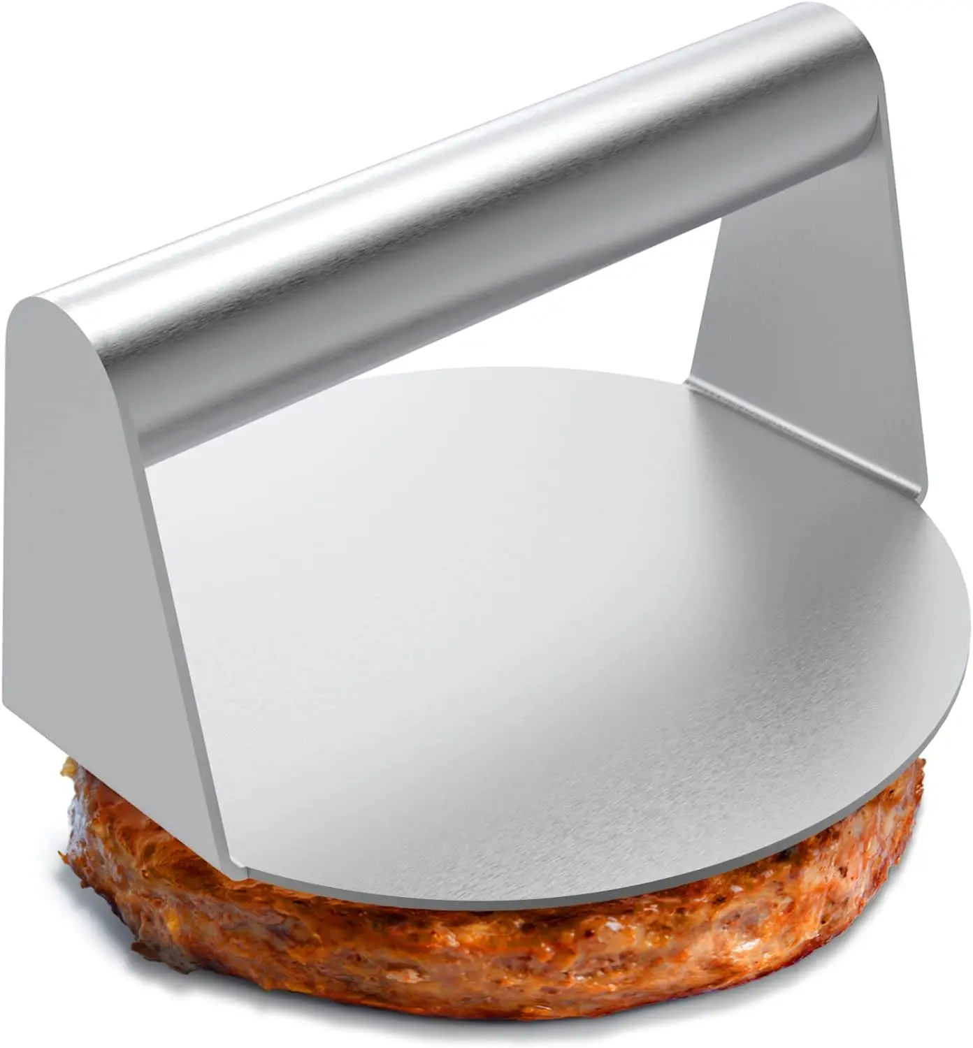 Stainless Steel 5.5 Inch Round Burger Press - Non-Stick Meat Patty Maker and Bacon Press - Professional Grill and Griddle Accessory - BBQ accessories - Kitchenware - Perfect House Warming Gift Utensil