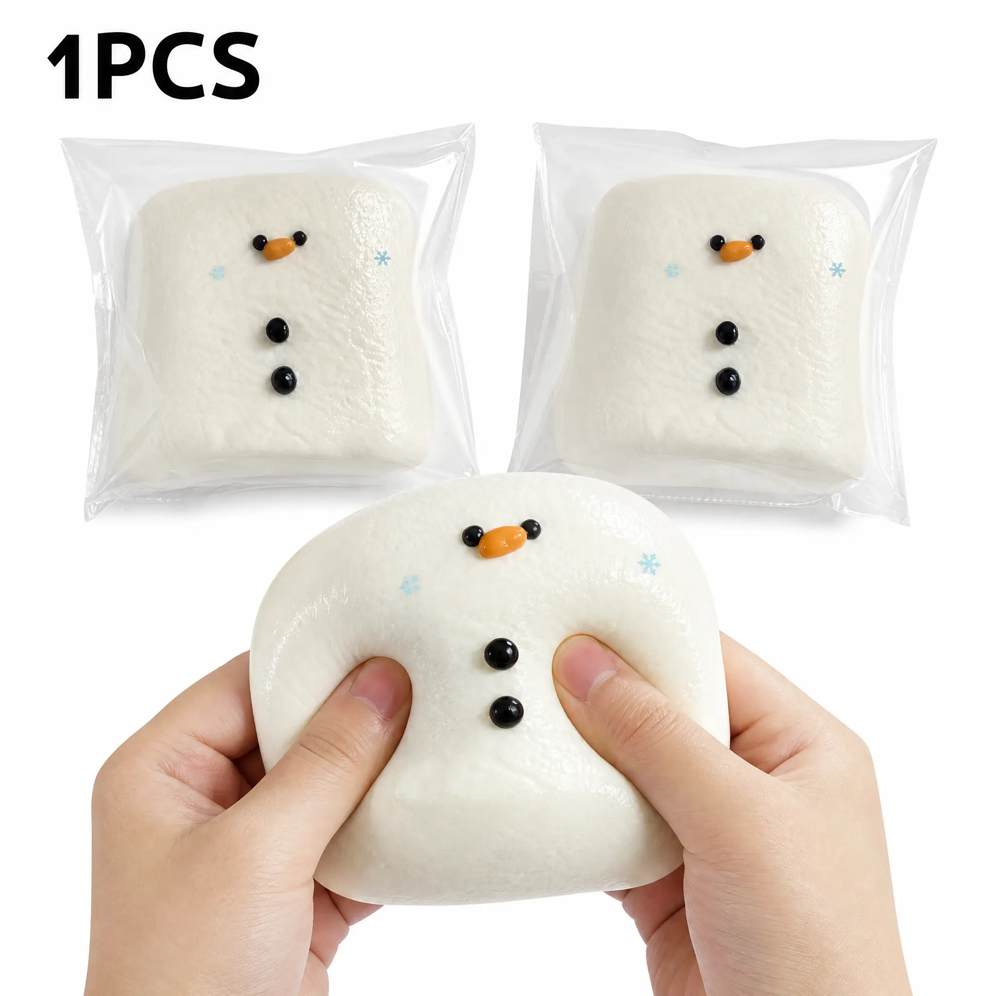 Snowman Marshmallow Squishy Toy, Safe Non-Toxic Slow Rising Stress Relief Squeeze Fidget Toy, Cute Winter Christmas Decompression Toy for Anxiety