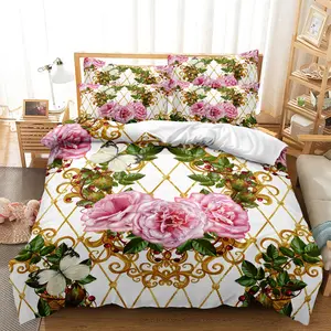 Luxury 3pcs Baroque Modern Art Duvet Cover Set - Soft And Breathable Polyester with Geometric Floral Pattern Decorative Bedding Set (Includes 1 Duvet Cover 2 Pillowcases,No Core)