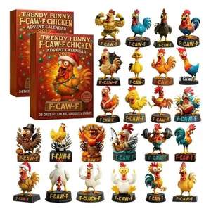 Funny Chicken Advent Calendar Set, Resin Christmas Countdown Decoration, Easy Assembly, Perfect Holiday Gift for Christmas & Thanksgiving