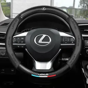 Lexus F Sport Es200 Es300 Rx300 Ls500h Gs300 Is300 Ct200h Ux300 Lx570 Gx Carbon Fiber Leather Steering Wheel Cover, Durable & Stylish Accessory
