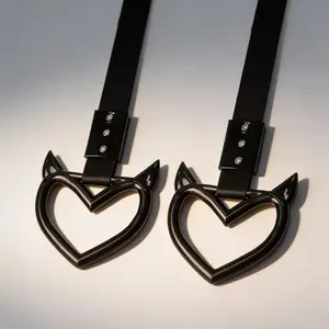 2 PCS Car Accessories – Heart Handle Strap Drift Charm, Hang Ring Decoration Keychain for Car Interior & Exterior