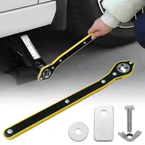 Car Jack Ratchet Wrench, Labor-saving Tire Jack Handle, Scissor Jack Adapter for Car with Long Handle, 360° Swivel Tire Wheel Lug Wrench for Travel/Truck/SUV/Vans Large Capacity Metal Hand Toolbox