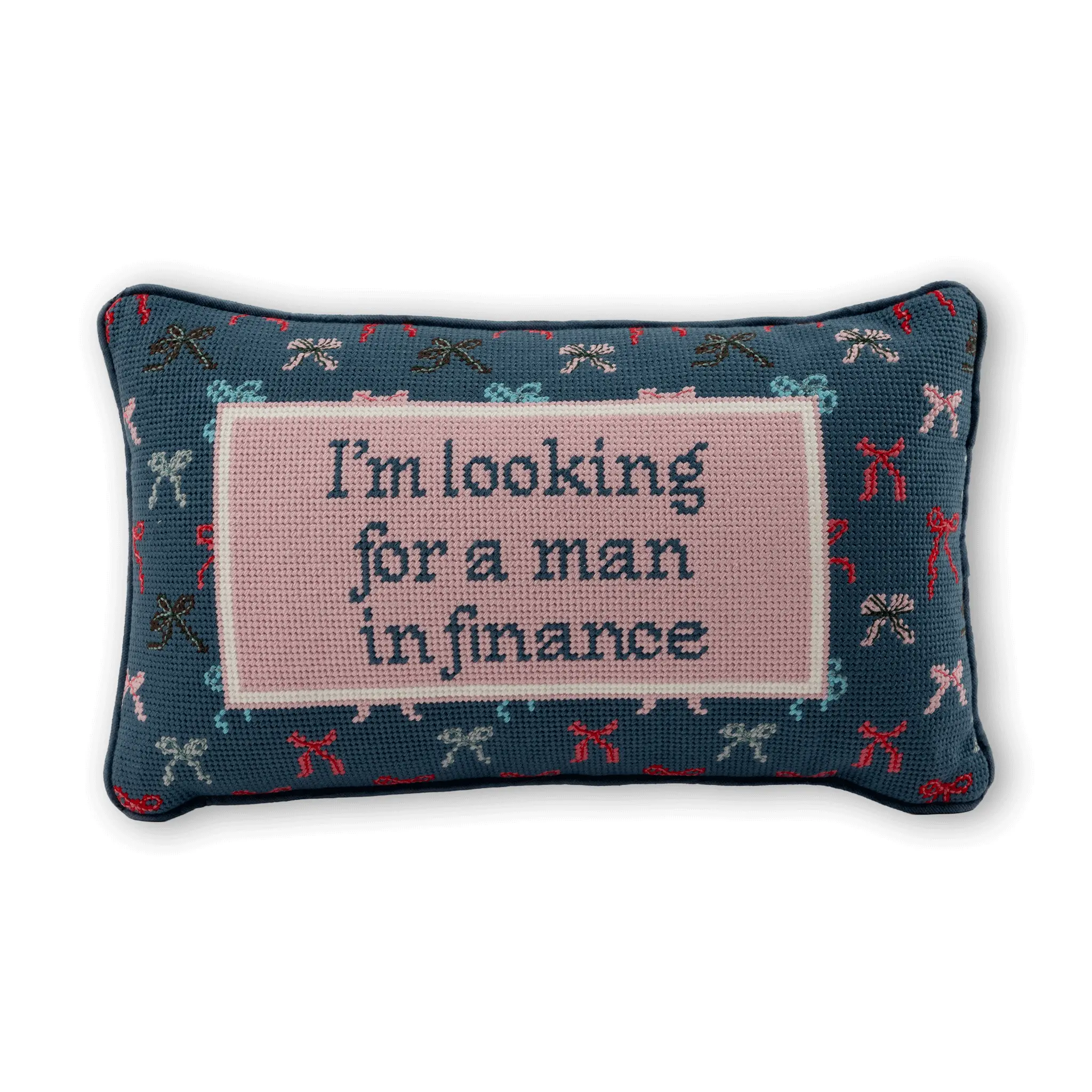 Man In Finance Needlepoint Pillow