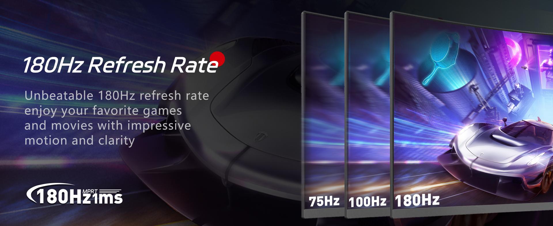 New 180Hz Curved Gaming Monitor for PS5, Xbox & PC  1ms FHD IPS Display | Ultra Smooth FPS, Low Motion Blur, FreeSync