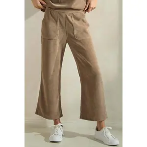 Wide Leg Ribbed Crop Pants