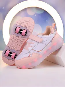 Kids Glowing Luminous Sneakers, Unisex Casual Sports Shoes, Fashionable Skate Shoes, Anti-Slip Soft Sole, USB Rechargeable LED Light Up Skates, All Seasons Wear