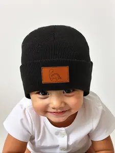 Newborn Knit Hat with Letter Embroidery, Warm Winter Beanie, Bonnet for Infants, Suitable for Outdoor Use, Casual Style for Daily Commute, Winter Skull Cap