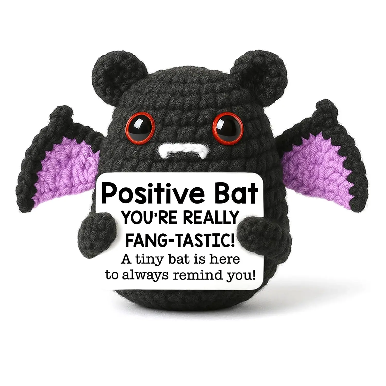 Halloween Bat Decoration Gifts - Have a Fang-Tastic Halloween, Handmade Crochet Hanging Bats Plush Amigurumi Gift Huggable Collectible for Gothic Goth Spooky Vampire Witchy Home Decor Women Kids Teens Girls Stuffers, Crochet Figure