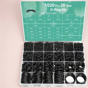 1020 Pcs O Ring Kit 20 Size Nitrile Rubber Oring Assortment Set for Car Auto Vehicle Repair Faucet Plumbing Air or Gas Sealing Connections