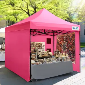 10x10 Heavy Duty Pop up Canopy Tent with 3 Removable Sidewalls, Commercial Grade Instant Shelter with Wheeled Bag for Outdoor, Parties, Markets, 600D PU Coated UPF 50+ Sun Shield