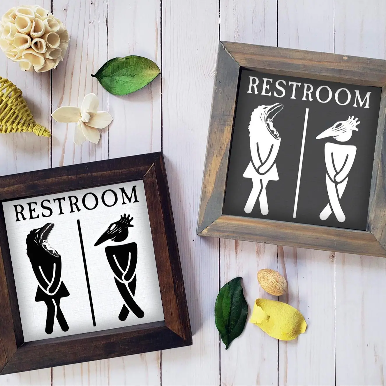 Beetlejuice Barbara Adam Restroom Rustic Farmhouse Wood Sign, Framed Fall Halloween Sign, Bathroom Decor