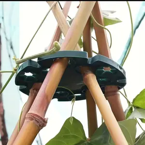 8 Pack Green Plastic Plant Cane Support Caps, Multi-Hole Bamboo Trellis Holder Connectors, Garden Plant Support Structure, Garden Obelisk Trellis for Vertical Climbing Vines, Peas, Beans, Tomatoes & Cucumbers, Vegetable Growing Gardening Supplies