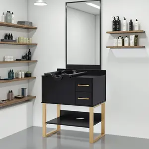 Shampoo Backwash Sink Station with Storage, Salon Shampoo Cabinet & Bowl 7135