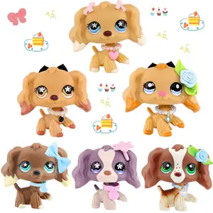 Mini Pet Shop Cocker Spaniel Dog Statues with Cute Accessories, Miniature Bobble Head Cocker Spaniel, Best Birthday Christmas Halloween Gift for lps Fans