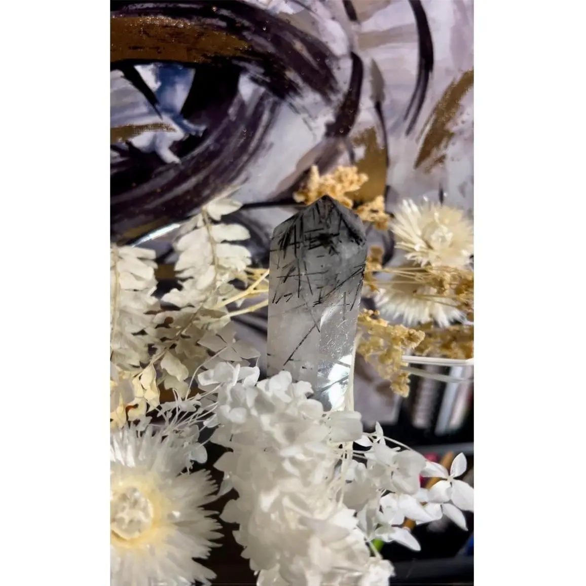 Natural Black Tourmaline Rutilated Quartz