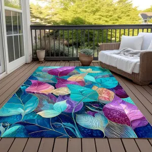 Fun Colorful Outdoor Rugs, Large Non-Slip Backed Easy to Clean Washable Garden Patio Area Rug