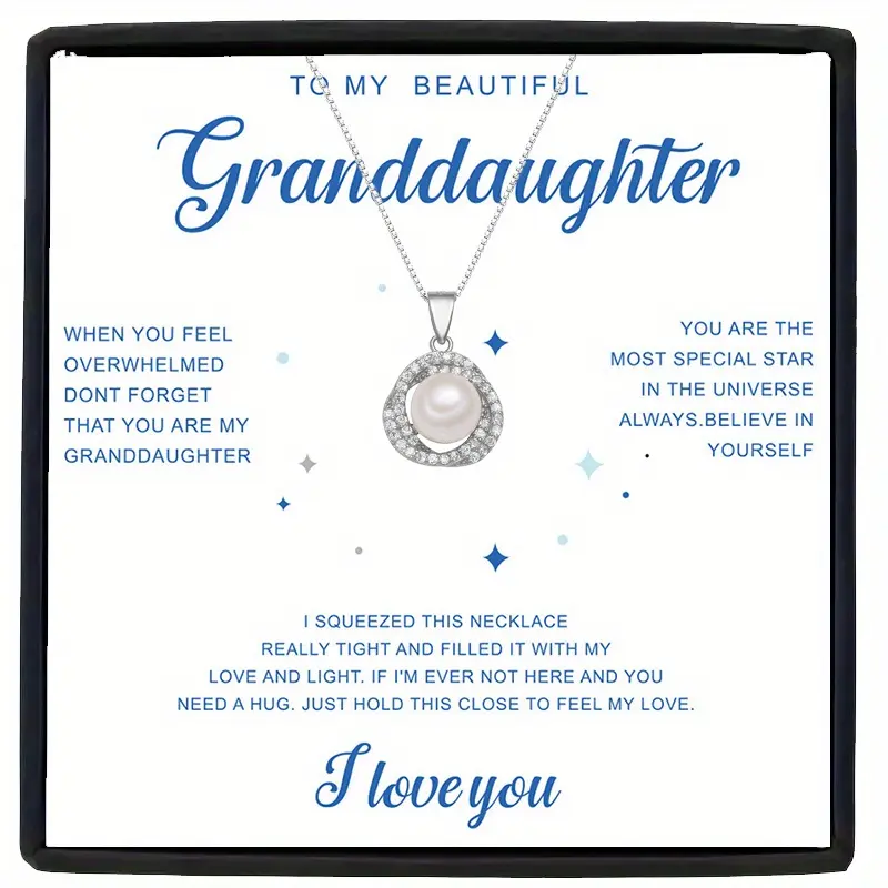 to My Beautiful Granddaughter Necklace - Y2K Bohemian White Golden Plated Synthetic & Pendant, Birthday Christmas Valentine’s Gift for Granddaughter from Grandma, Heartfelt Keepsake Jewelry, Granddaughter Gifts
