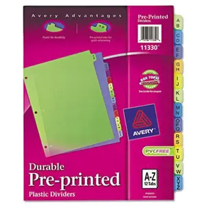 Avery Preprinted Plastic Dividers, 11x8.5, A-Z, Assorted